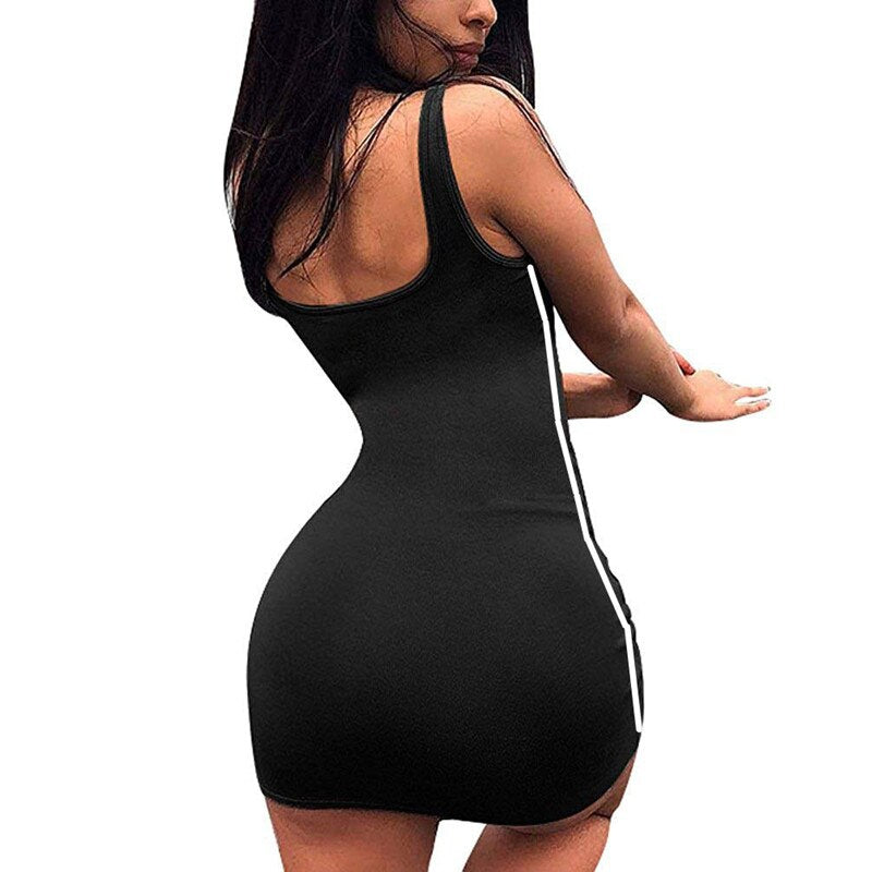 Bodycon Dresses Sexy Women Deep Low Neck Sleeveless Dress Fitness high waist Party Night Club Mini Vestidos
