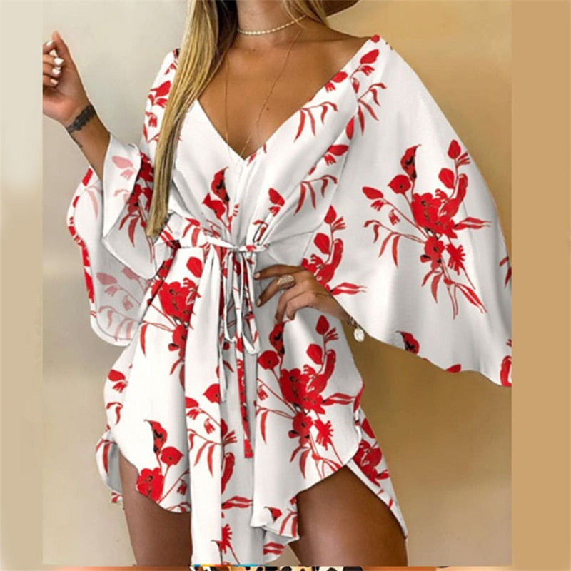 Casual sexy big V-neck dress