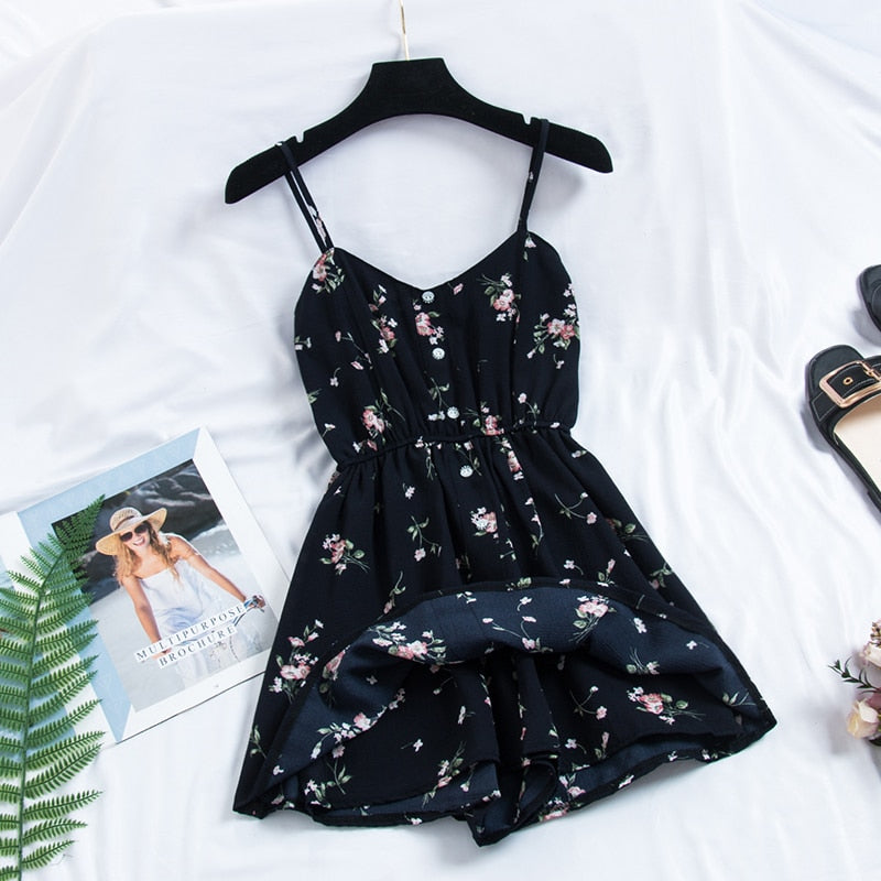 Bohemian Print Thin Strap Sleeveless Dress