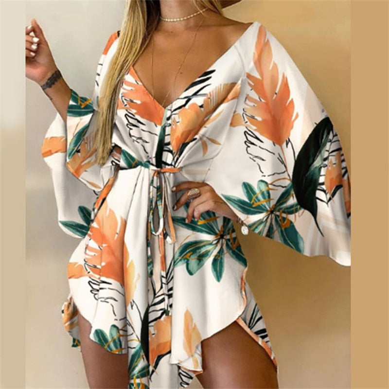 Casual sexy big V-neck dress