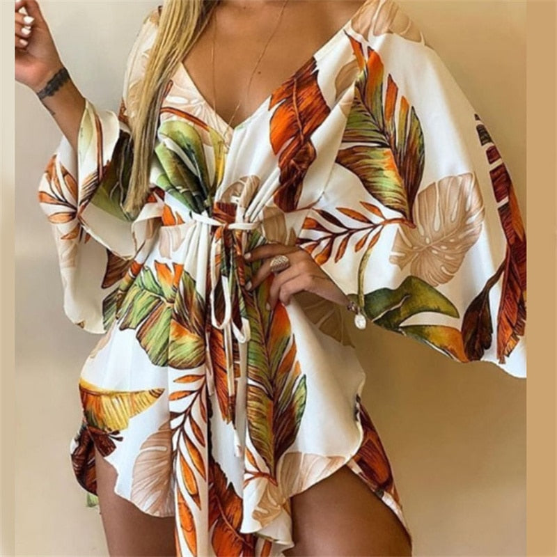 Casual sexy big V-neck dress