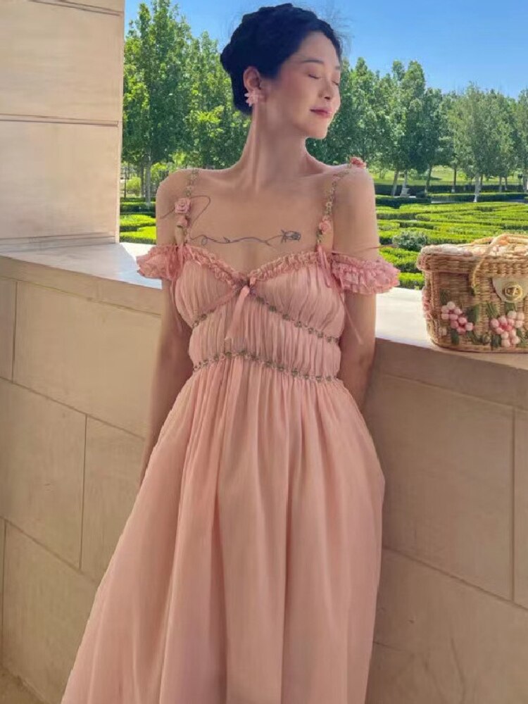 Boho France Elegant Strap Dress