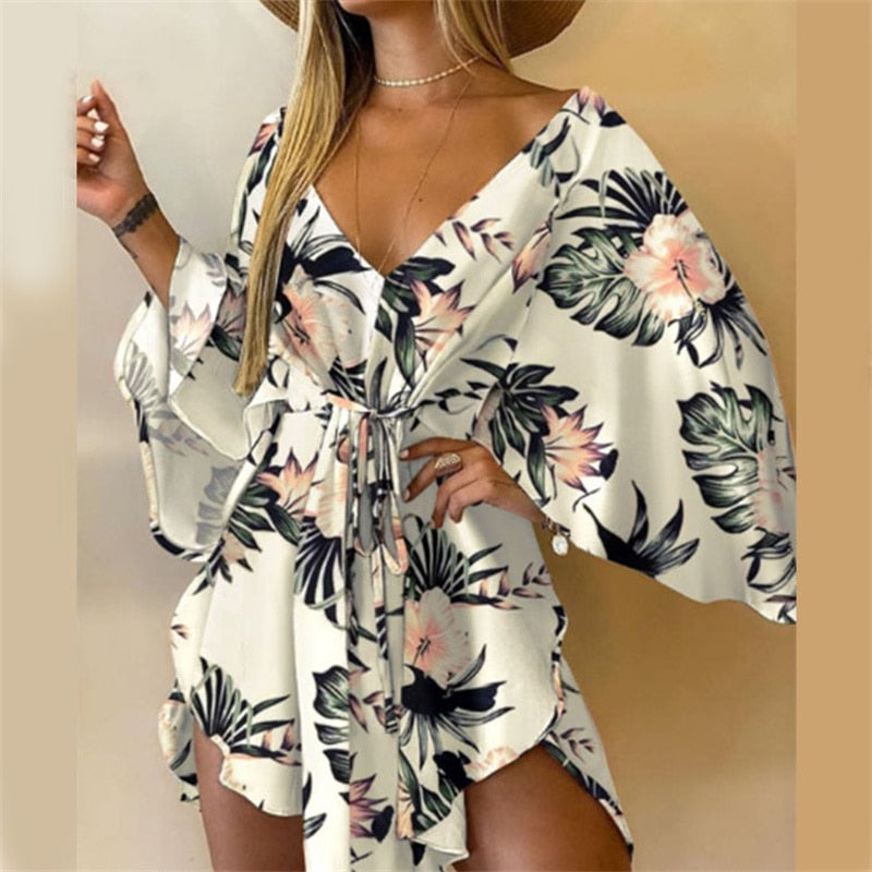 Casual sexy big V-neck dress