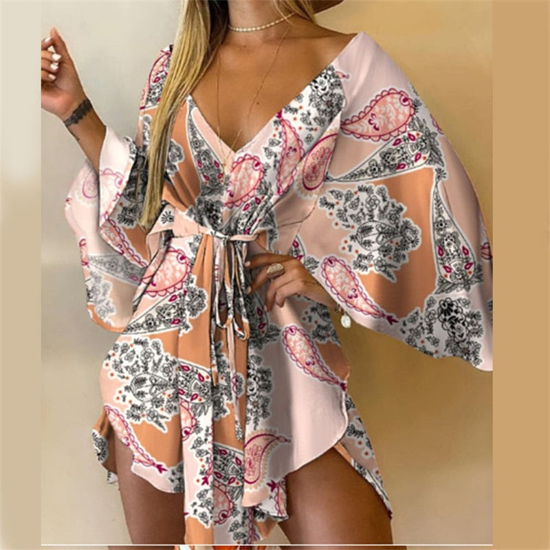 Casual sexy big V-neck dress