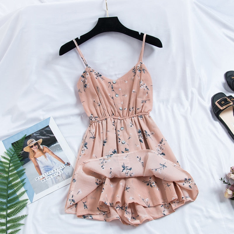 Bohemian Print Thin Strap Sleeveless Dress
