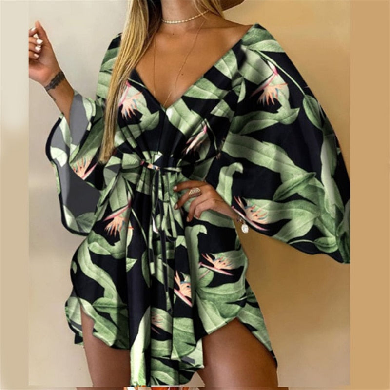 Casual sexy big V-neck dress