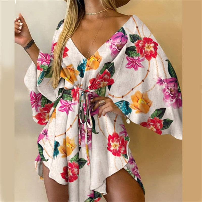 Casual sexy big V-neck dress