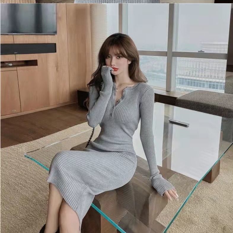 Black Sexy Female Knit Dress Winter Autumn Wrap Midi Green Bodycon 2023 Fashion Sweater Dresses Woman Vintage Korean Mini Short