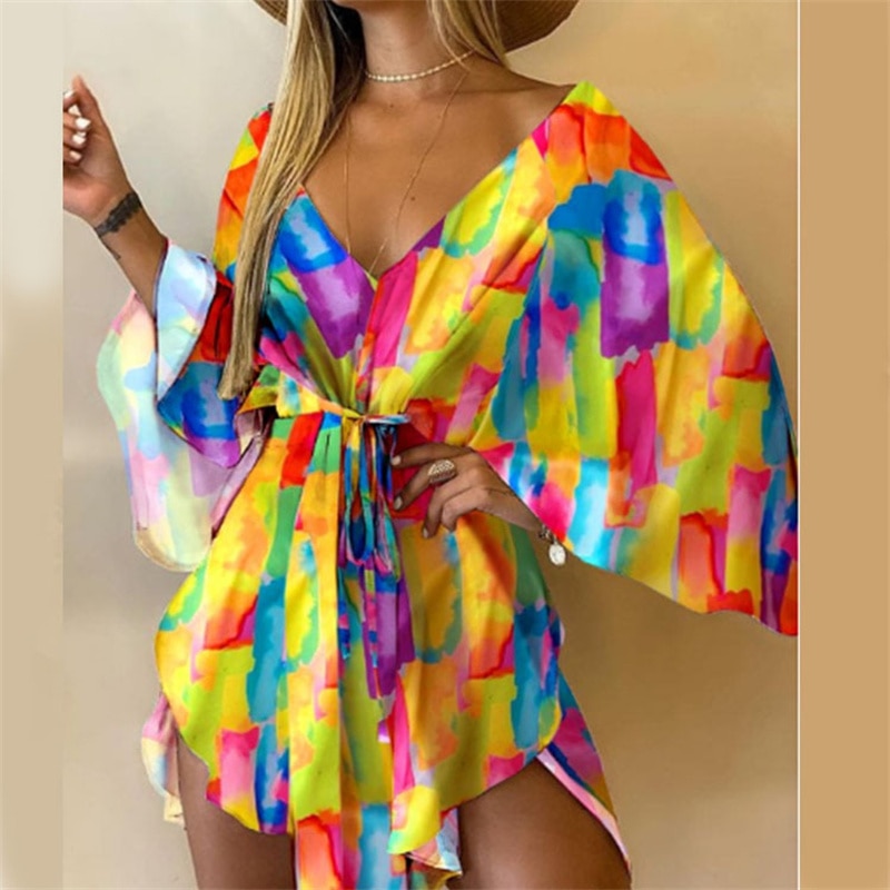 Casual sexy big V-neck dress