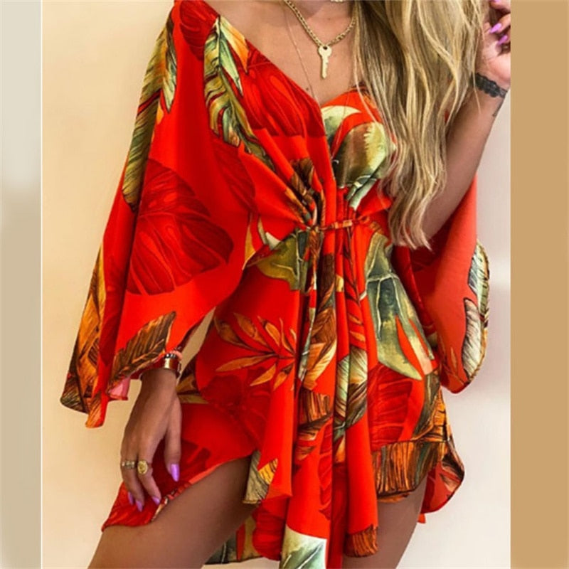 Casual sexy big V-neck dress