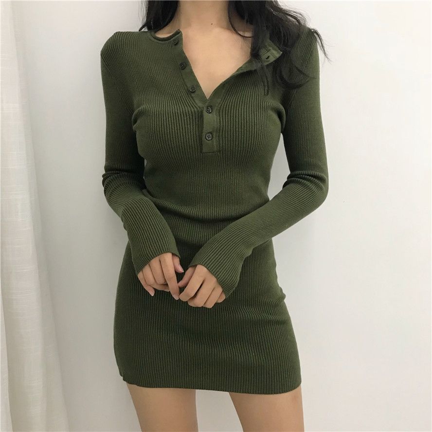 Black Sexy Female Knit Dress Winter Autumn Wrap Midi Green Bodycon 2023 Fashion Sweater Dresses Woman Vintage Korean Mini Short