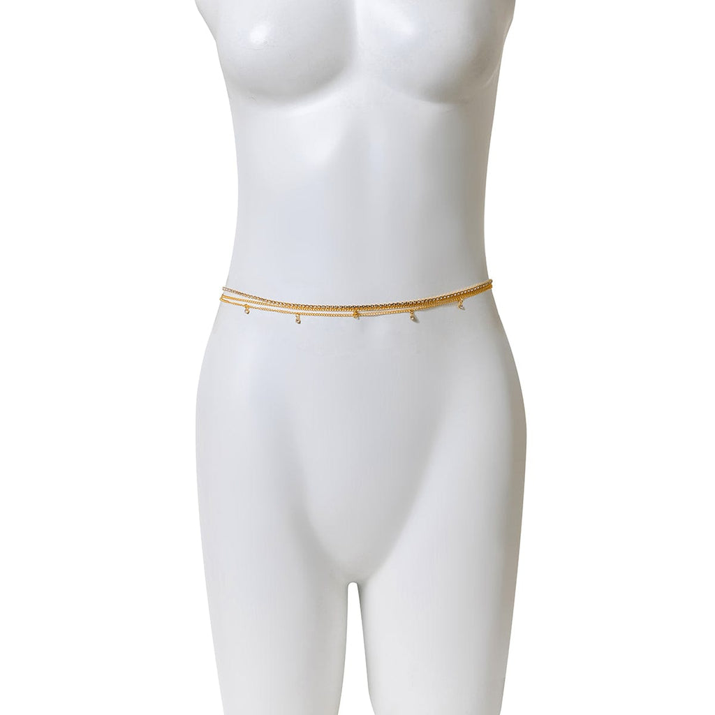 Dainty CZ Inlaid Crystal Tassel Waist Chain Set