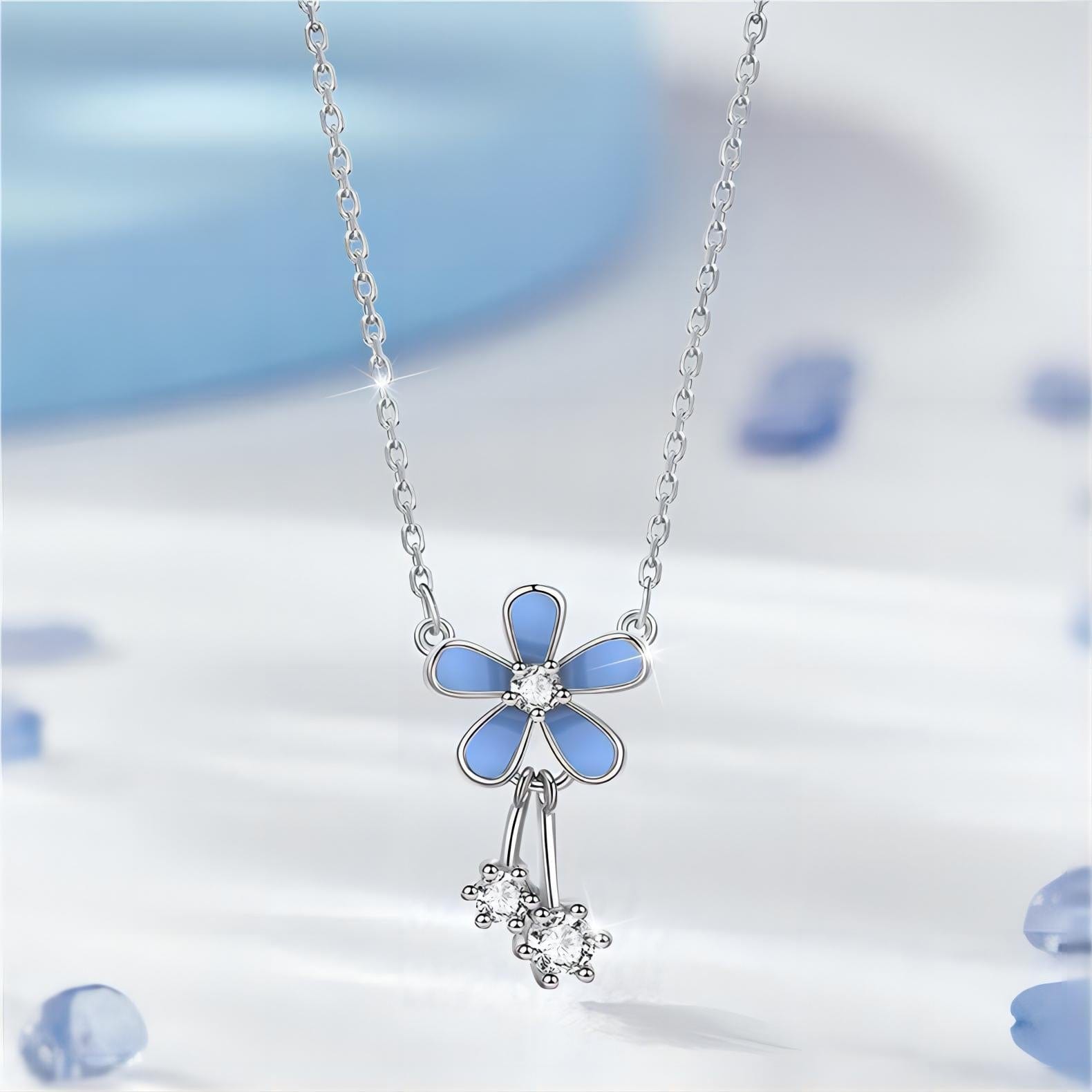 Dainty CZ Inlaid Enamel Daisy Necklace