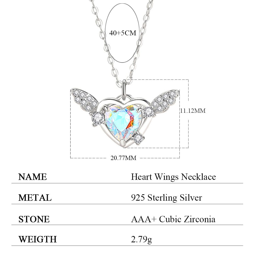 Dainty CZ Inlaid Heart Wings Necklace